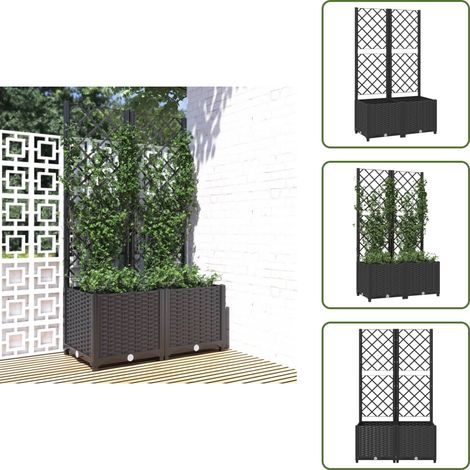 Pflanzkübel mit Spalier Schwarz 80x40x136 cm PP - Blumenkübel - Rankgitter - Gartendekoration - Übertopf - Polypropylen (1/5)