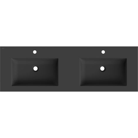 Mexen Otis lavandino incassato nel piano doppio 141 x 46,5 cm, nero opaco - 25181471D (1/3)
