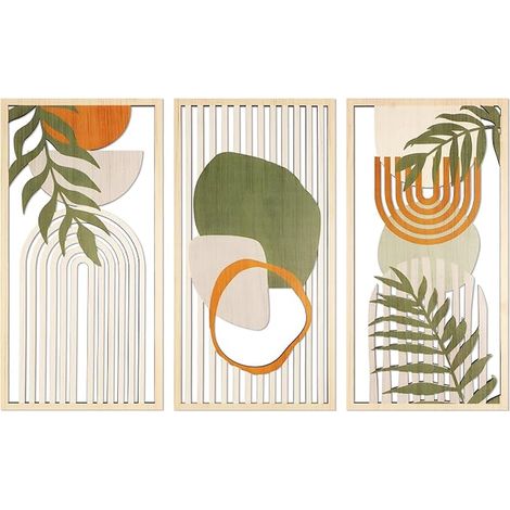 3 Bohemian Wooden Wall Decoration Living Room Hanging Living Room Wall Art Deco Bedroom Farmhouse Nursery Green (1/5)