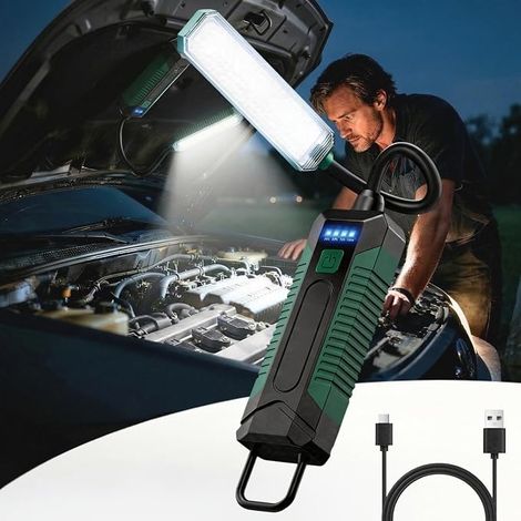 Lampada di ispezione LETOUR con tubo flessibile, magnete girevole a 360°, gancio, 5 modalità e 4 indicatori LED di carica, lampada da officina, regalo per uomo (1/5)