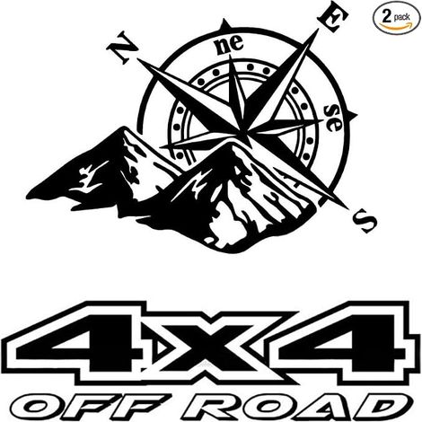 Adesivi a forma di bussola da montagna in 2 pezzi per cofano auto, adesivi in vinile per Jeep pickup 4x4 fuoristrada, carrozzeria, portiera laterale, decalcomanie per auto (1/5)