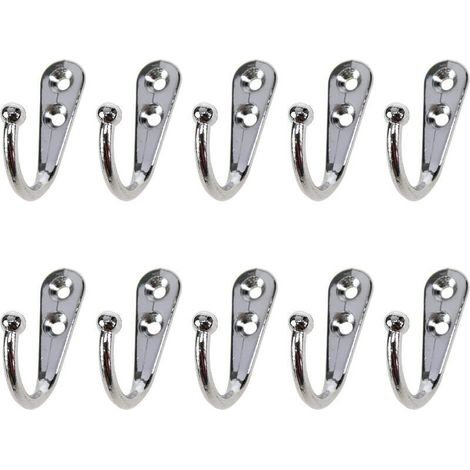 10 crochets muraux en alliage de zinc - avec vis de fixation - argent - mesurant 31x22x10 mm, rangement élégant. (1/5)