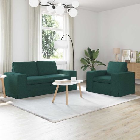 Sofa Set 2 pcs Dunkelgrün 182 x 80 x 82 cm Stoff