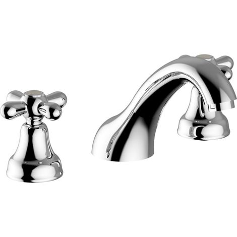 Teorema - Batteria Lavabo Tre Fori Con Canna Bassa - Serie: Daisy - Colore: Cromato - Articolo: 70312110X4