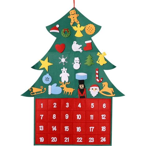 Calendario natalizio in feltro fai da te, ciondolo appeso all'albero, decorazioni per l'albero (1/4)