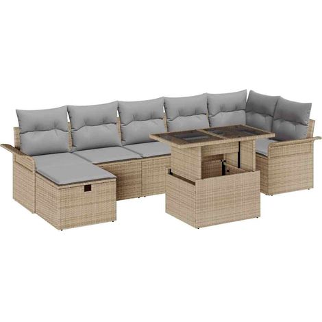 Maison Exclusive - Set Divano da Giardino con cuscino 8 pcs Beige Poly Rattan (1/5)