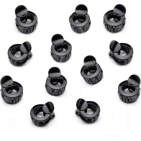 Lot de 12 mini pinces à cheveux en plastique, accessoires de coiffure, petites pinces rondes pour cheveux de femmes et de filles (1/5)