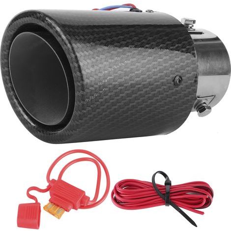 Embout de silencieux d'échappement en Fiber de carbone, tuyau d'échappement avec lumière LED lumineuse, 1.4 à 2,5 pouces, universel, rouge (1/5)