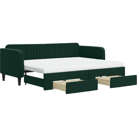 Maison Exclusive - Divano Letto Estraibile Cassetti Verde Scuro 80x200cm Velluto