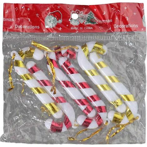 Kleine Weihnachts-Zuckerstangen-Anhänger, 6 Stück, für Weihnachtsbaum, Heimdekoration, Festtags- und Partydekoration, Kunststoffornamente
