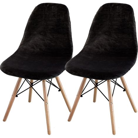 Set of 2/4/6 Mid-Century Modern Dining Chair Covers – Armless Chair Covers for Kitchen, Dining Room (Black, Set of 2) (1/5)