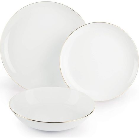 Excelsa 61457 Servizio di Piatti, Porcellana, Bianco, 27x27x3 cm, 18 Unità (1/5)