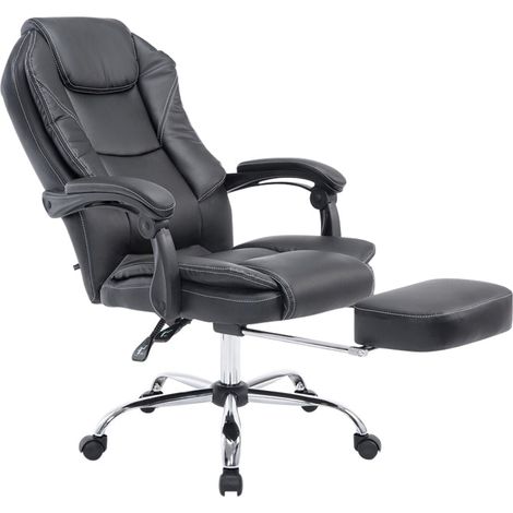 Décoshop26 – Fauteuil de bureau ergonomique synthétique noir – Repose-pieds intégré – Accoudoirs rembourrés – Hauteur réglable 47-57 cm – BUR10375 (1/5)