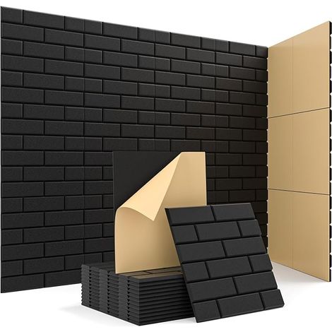 Panneaux Acoustiques de la Brique Auto-Adhésif, 12 Pièces, Haute Densité Isolation Phonique Mur pour la Décoration et le Traitement Acoustique, Anti Bruit Mousse Acoustique (30x30x0.9cm)