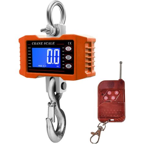 Digitale Hängewaage mit Fernbedienung, 1000 kg/2204 lbs, robuste tragbare Kranwaage, LCD-Hintergrundbeleuchtung, industrielle Hakenwaagen, Einheitenänderung/Datenspeicherung (1/5)