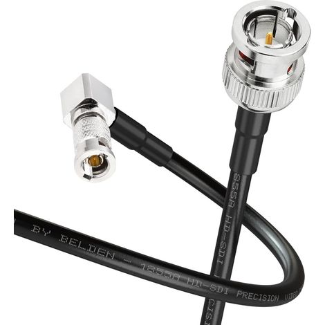Câble SDI Coudé 2m BNC Mâle to HD BNC Micro Mâle Angle Droit 3G/6G/HD 75Ohm 1855A Coaxpress CXP12 Caméra Transmission Vidéo Numérique HD (1/5)