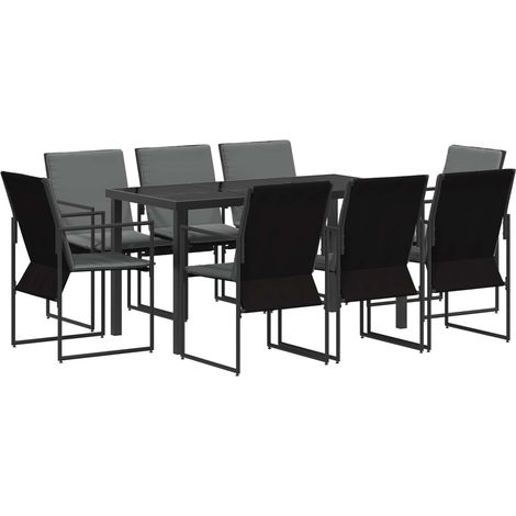 Garten Essgruppe 9 pcs Schwarz und Anthrazit 160 x 80 x 73 cm vidaXL