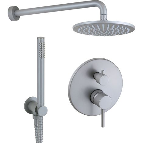 Duschset mit mechanischem 2-Wege-Mischer, rundes Modell in der Farbe Metallic-Grau Pollini Jessy Color G477355255A1  Metallisches Grau