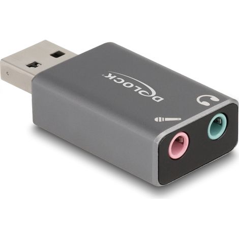 Delock Tarjeta de sonido USB externa con adaptador de audio Plug & Play con conector estÃ©reo de 2 x 3,5 mm para PC, portÃ¡til y Mac