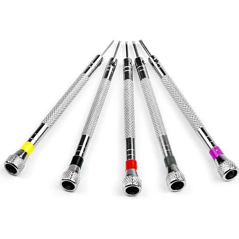 Lot de 5 petits tournevis à tête plate, mini tournevis à fente pour lunettes, bijoux, ordinateur portable(0,8 mm-1,6 mm) (1/5)