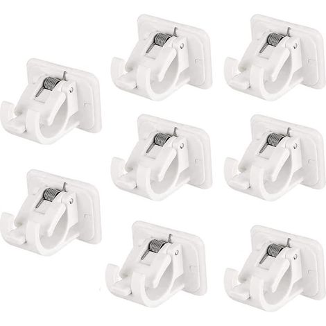 lot De 8 Crochets Support De Tringle  Rideau Auto-adhsif, Clips D'anneau Mural Sans Perage Support De Tringle De Fixation, Tringle  Rideau Rglable (1/5)