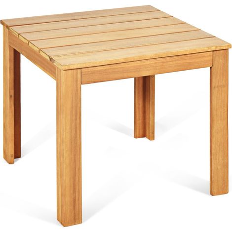 Outdoor Acacia Wood Side Table Patio Square End Table w/ Oil Finished (1/5)