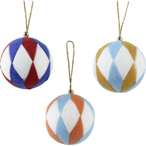 Decoris Weihnachtskugel aus Polyester Kugel 9 cm 3-fach sortiert Kugel