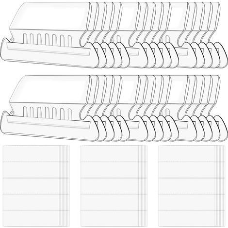 Paquete de 100 etiquetas de plástico transparente con insertos, pestañas para carpetas colgantes para una rápida identificación de carpetas colgantes, fáciles de leer, insertos para carpetas colgantes (1/5)