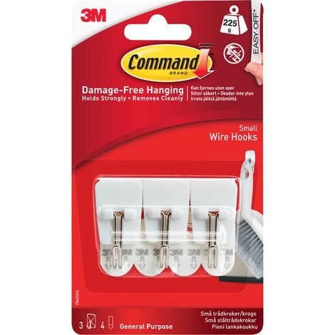 Command 17067 White Wire Hooks - Pack of 3 for Hanging and Organizing in Home and Office