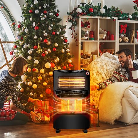 Jiubiaz Poêle hybride gaz-électricité avec chauffage infrarouge au quartz, puissance réglable jusqu’à 4200 W (1/5)