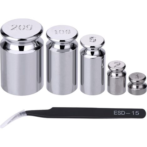 YMYNY 1g 2g 5g 10g 20g Ensemble de gramme pour balance numérique et 1 pince à épiler pour poids d'étalonnage, argent (1/4)