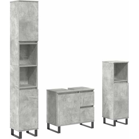 Maison Exclusive - 3-tlg. Badmöbel-Set Betongrau Holzwerkstoff