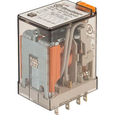 Finder 55.34.8.024.0040 Plug-in relay 4rt 7A 24V AC test button + mechanical indicator
