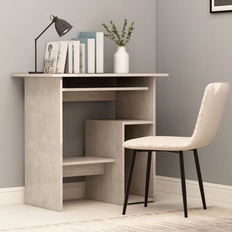 Bureau Informatique, Table de travail, Meuble de Bureau Gris béton 80 x 45 x 74 cm Aggloméré HYB64631 (1/5)