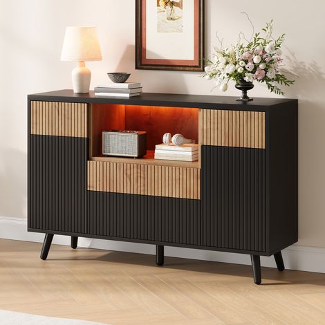 Küchenschrank,Sideboardmit4Schubladen,TürregalenundverstellbarenEinlegeböden,AufbewahrungsschrankfürEsszimmerundWohnzimmer,130x38x85cm (1/5)