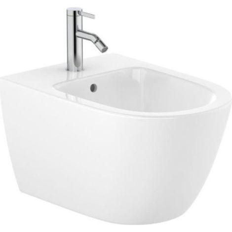 Pack bidé Roca The Gap suspendido 42x36 cm cerámica, blanco + grifo de bidé con caño cromado