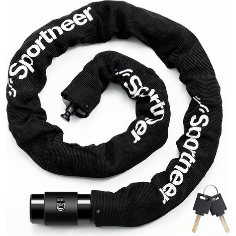 Chaîne Antivol Vélo 8mm Dia Epaisseur Cadenas pour Motos & Bicyclette Robuste Antivol Vélo Incassable, Haute Sécurité, Portable avec 2 Clés pour Scooters, Vélos de Montagne, Motos,Ebikes (1/5)