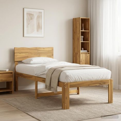 vidaXL Single Bed Frame with Headboard ROSTOCK Whitewash 100 x 200 cm (1/5)