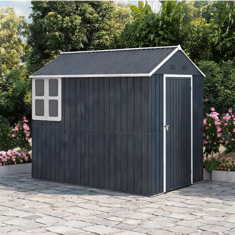 Abri de jardin en acier 4 m² avec fenêtre 259 x 172 x 222 cm gris (1/5)