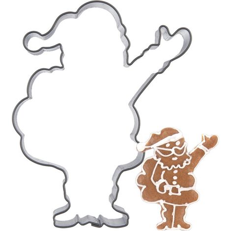 Tagliabiscotti in acciaio a forma di Babbo Natale, 7,3 cm