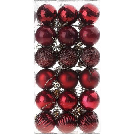 Délicates pendentifs pour sapin de Noël, boules décoratives à suspendre, ensemble de décorations pour la maison, les mariages, les fêtes et les vacances, couleur bordeaux (1/5)