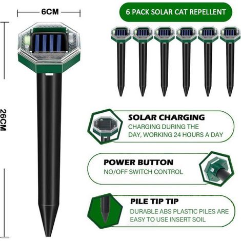 Répulsif ultrason pour chats, 4 pièces solaires extérieures 360° pour jardin, anti-chats, chiens, souris et ratons laveurs (1/5)