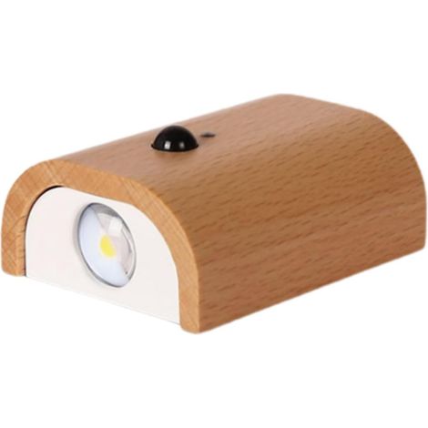 Veilleuse à Détecteur de Mouvement, Lampe Murale LED en Bois (1/5)