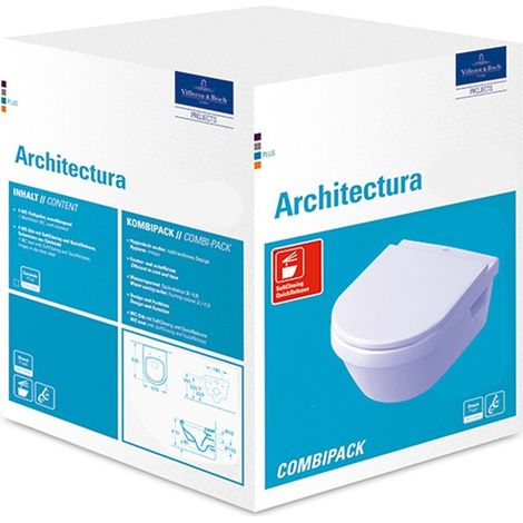 Combi-Pack ARCHITECTURA avec WC profond suspendu et abattant blanc VILLEROY & BOCH