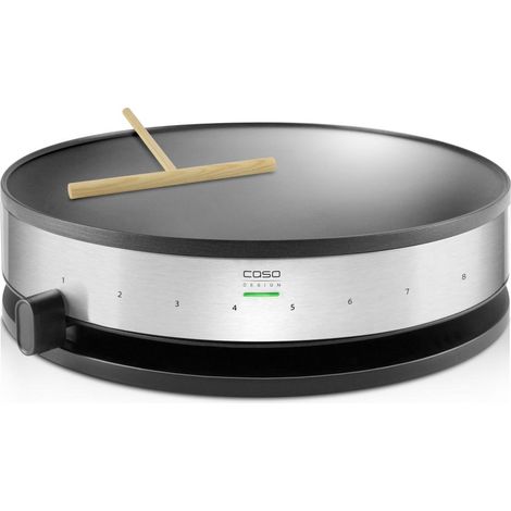 Crêpière 33cm inox brossé – 8 niveaux de température – Plaque antiadhésive – Pour crêpes normales – 1300W – Caso Design (1/10)