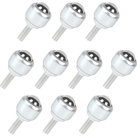 JSSEVN - Set of 10 ball bearing casters with M5 set screw for furniture, 360° swivel, small, metal, swivel casters for furniture and transport (1/5)