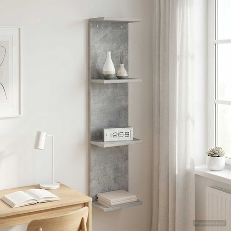 Étagère murale gris béton en bois d’ingénierie 22 x 15 x 100 cm - PANGIVO (1/5)