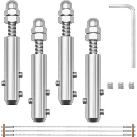 4 Pack Stainless Steel Cable Tensioner for 6mm Wire Rope Wire Rope Clamps 6mm Wire Rope Clamp Terminal for Wire Rope Fixing with Grommets (1/5)