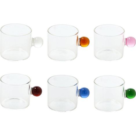 Set 6 Tazzine Tazze Caffè in Vetro Borosilicato Senza Piattini Perlie 95 cc (1/3)