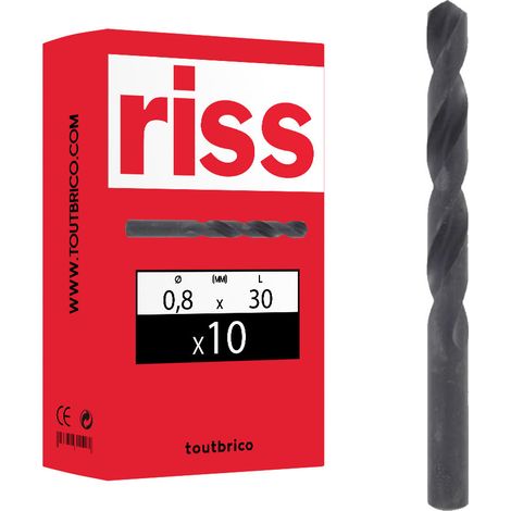 10 forets à métaux HSS taillé meulé Ø0,8mm - Riss (1/2)